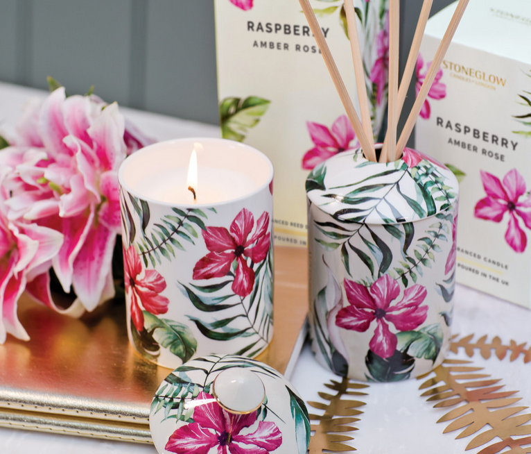 StoneGlow Metallique Collection - Rose Ambre Candle in a Glass Tumbler StoneGlow Metallique Collection - Rose Ambre Candle in a Glass Tumbler