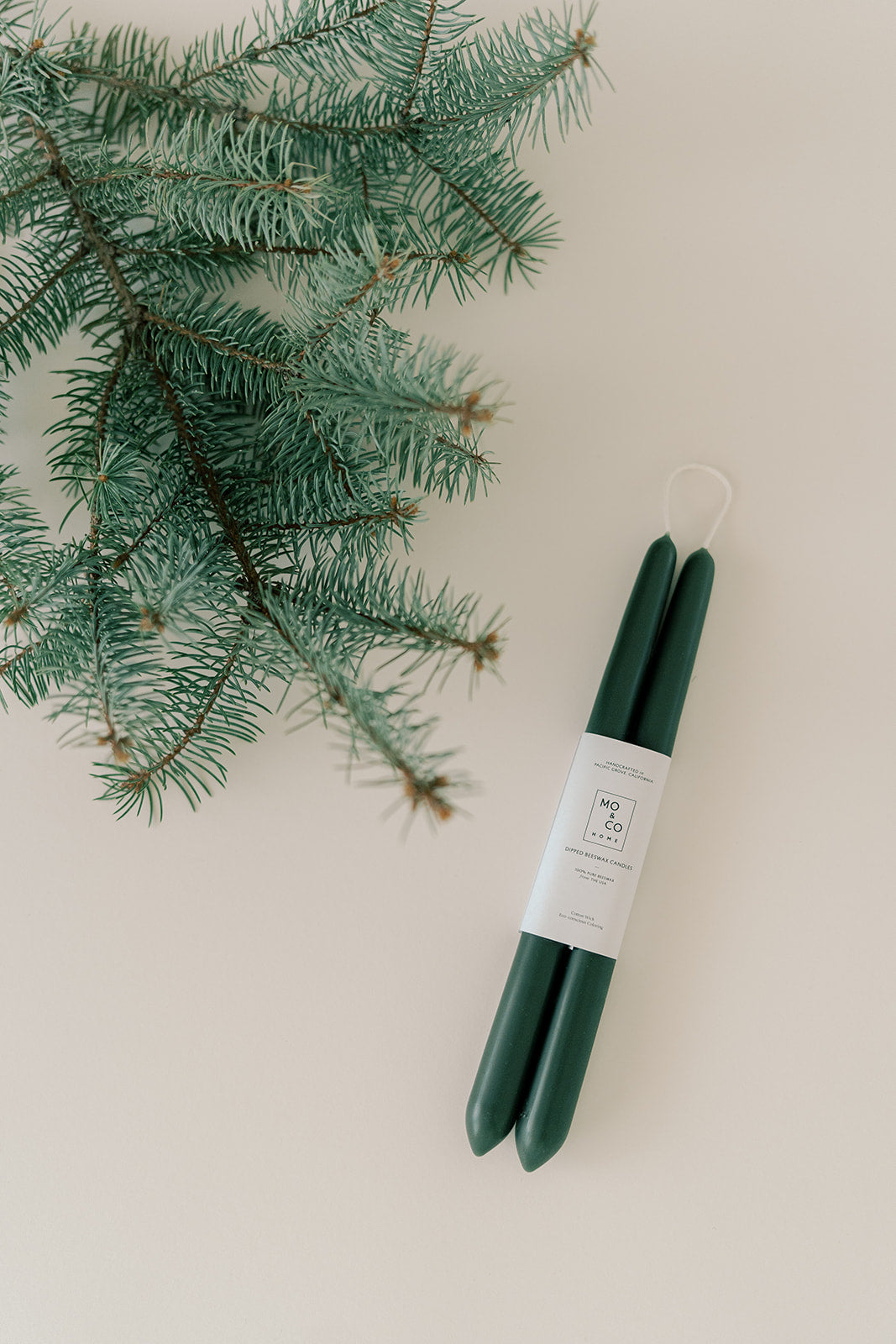 Forest Green | Dipped Beeswax Taper Candles