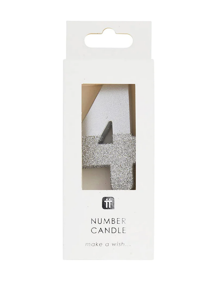 # 4 - Silver Glitter Birthday Candle