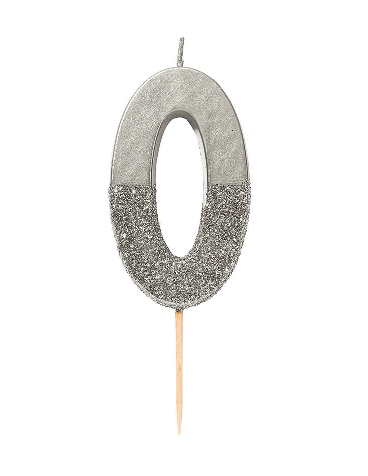 # 0 - Silver Glitter Birthday Candle