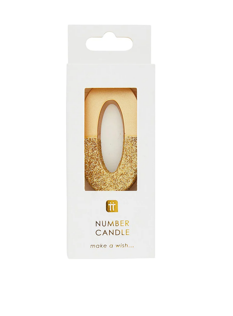 # 0 - Gold Glitter Birthday Candle