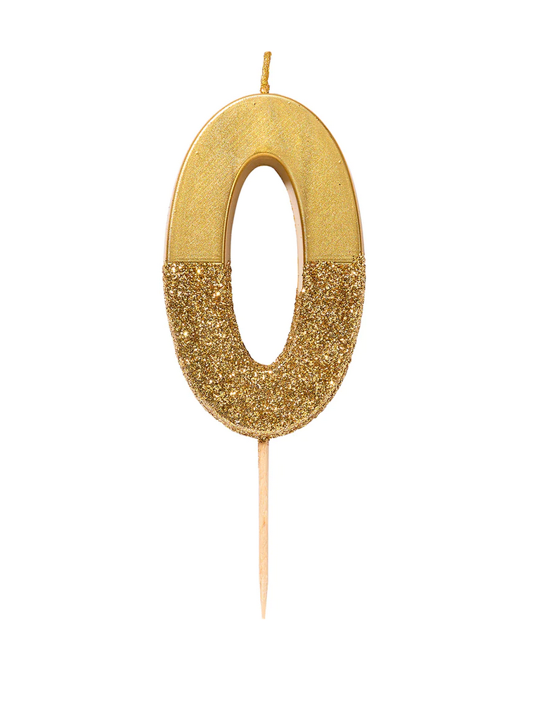 # 0 - Gold Glitter Birthday Candle