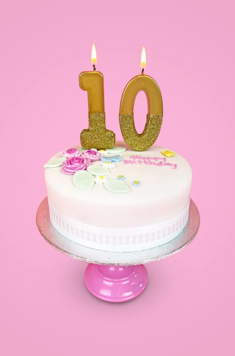 # 0 - Gold Glitter Birthday Candle