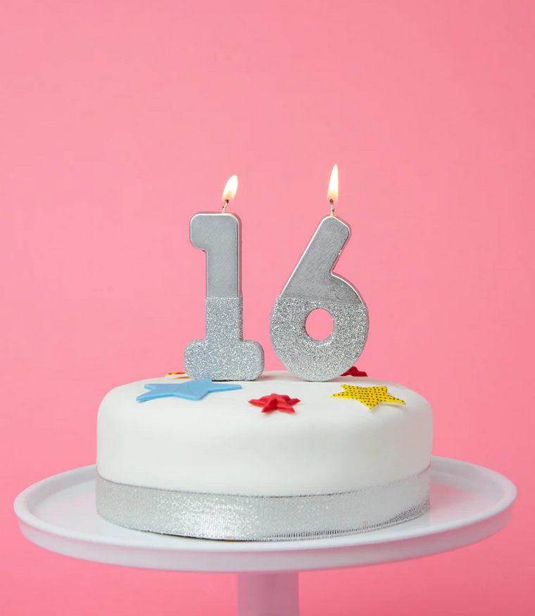 # 6 - Silver Glitter Birthday Candle
