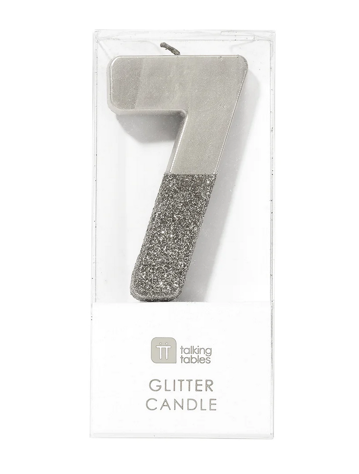 # 7 - Silver Glitter Birthday Candle