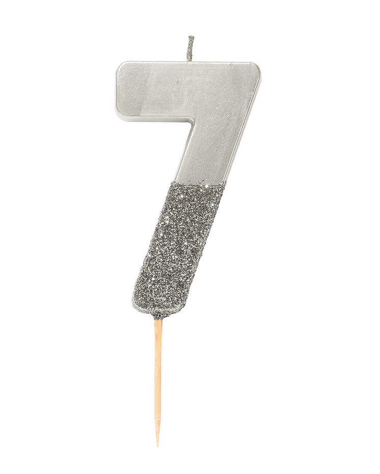 Silver Glitter Number 0 Candle 1 3 / 4 inch