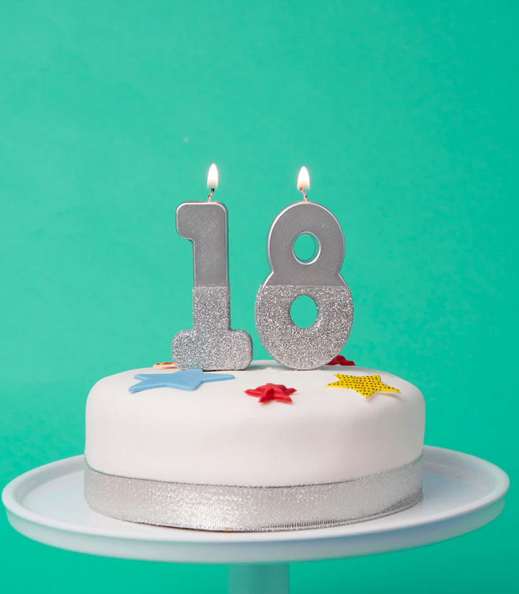 # 8 - Silver Glitter Birthday Candle