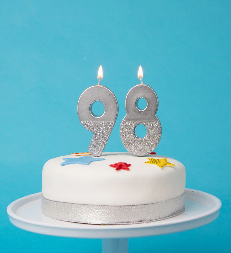 # 8 - Silver Glitter Birthday Candle