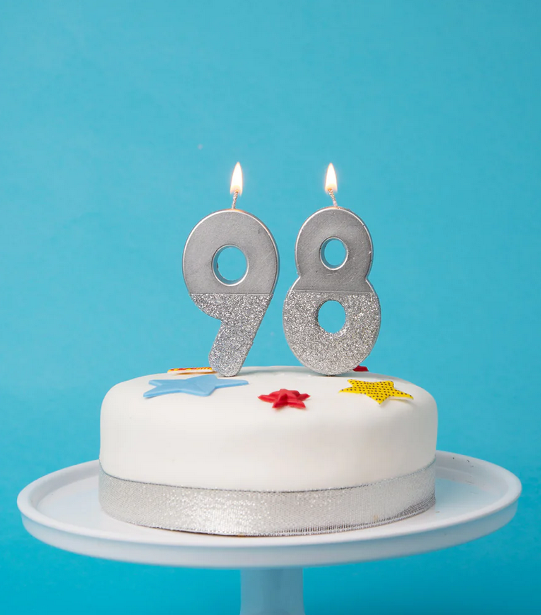 # 9 - Silver Glitter Birthday Candle