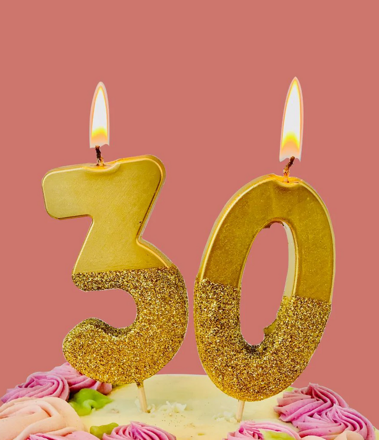 # 3 - Gold Glitter Birthday Candle