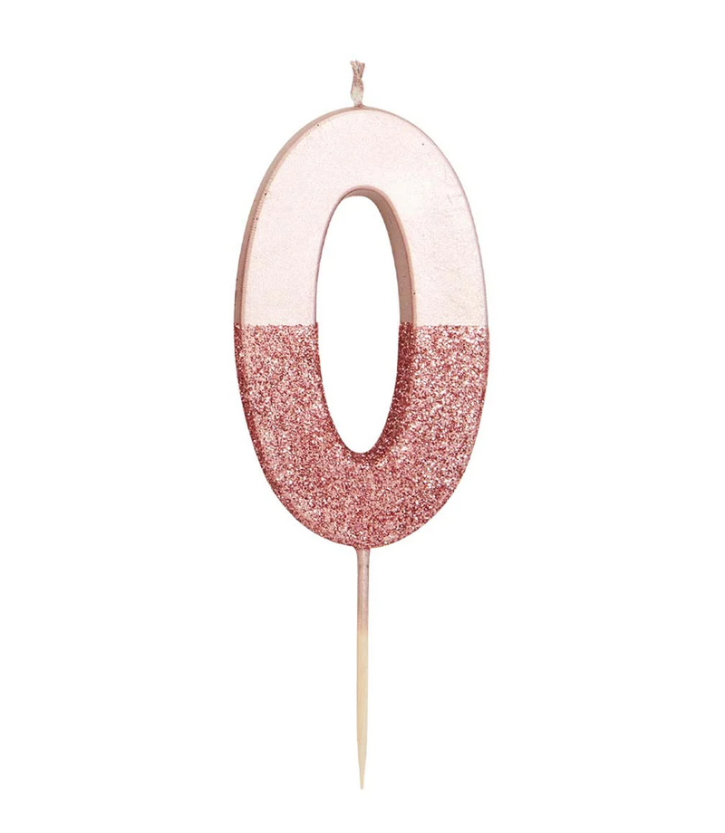 # 0 - Rose Gold Glitter Birthday Candle