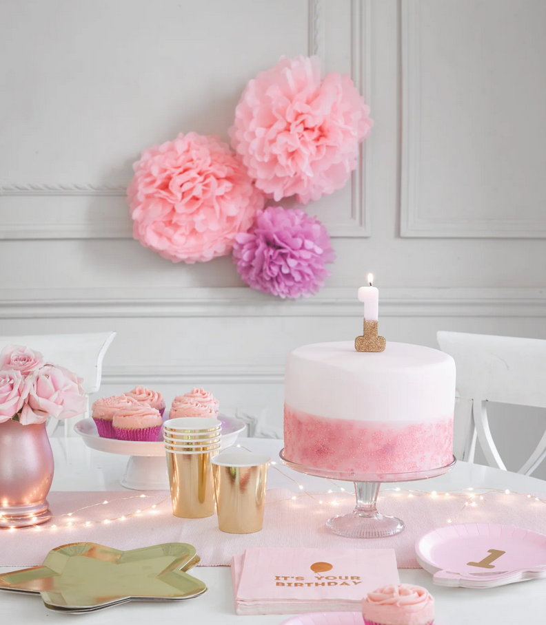 # 0 - Pink + Gold Glitter Birthday Candle