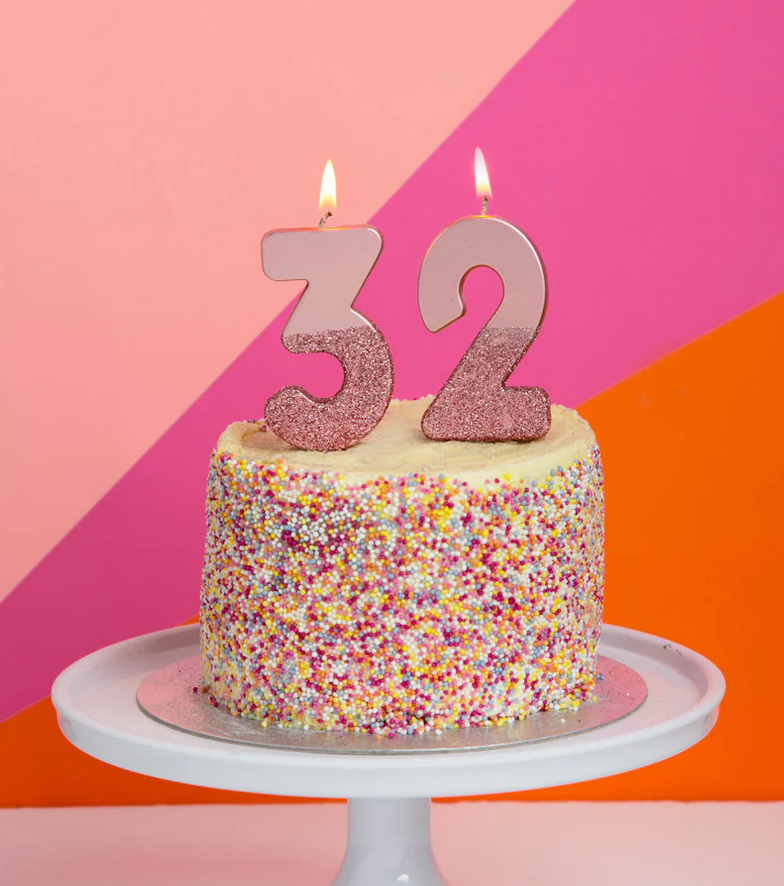 # 2 - Rose Gold Glitter Birthday Candle