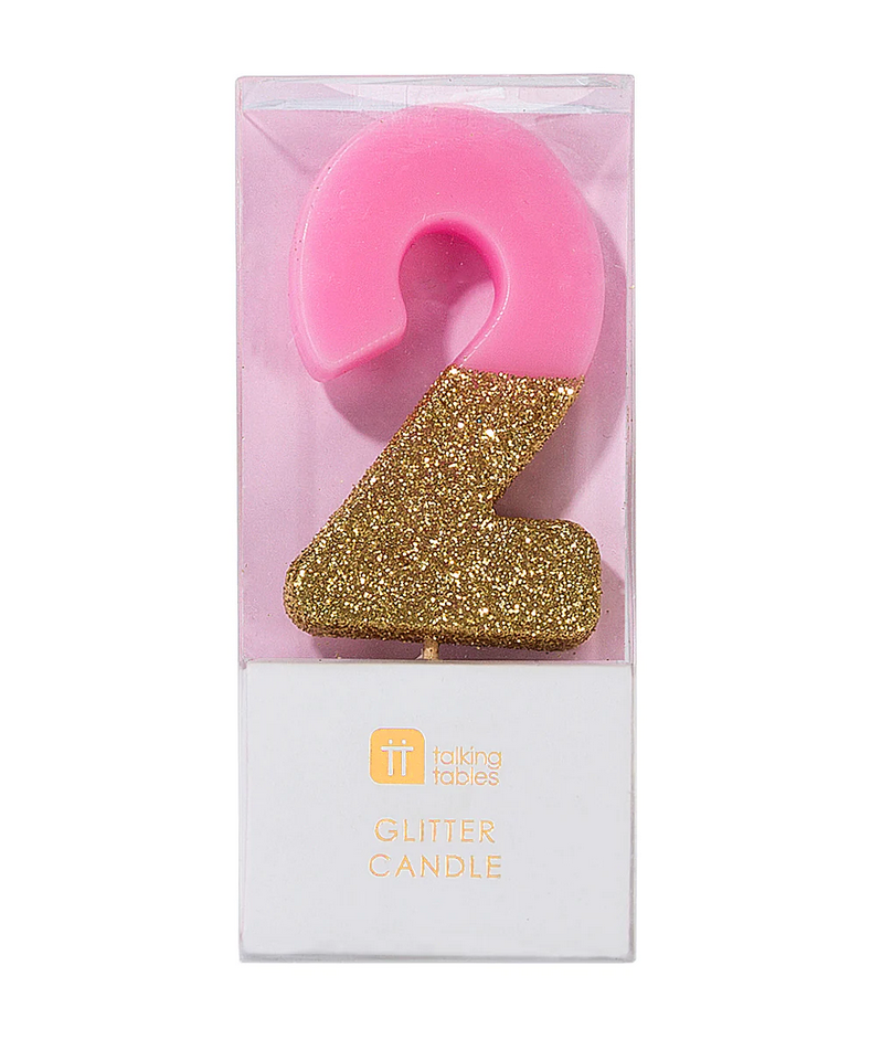 # 2 - Pink + Gold Glitter Birthday Candle