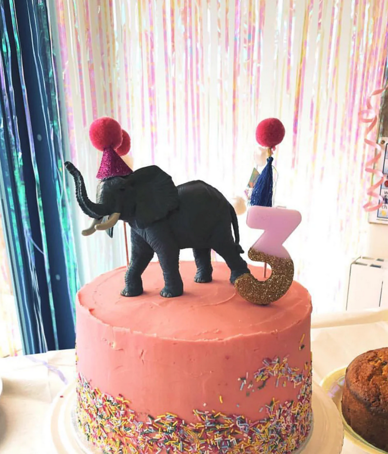 # 3 - Pink + Gold Glitter Birthday Candle