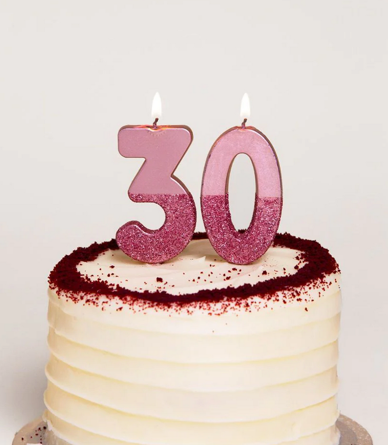 # 3 - Rose Gold Glitter Birthday Candle