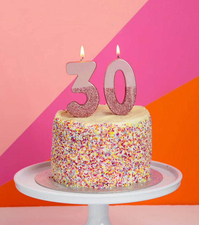 # 3 - Rose Gold Glitter Birthday Candle