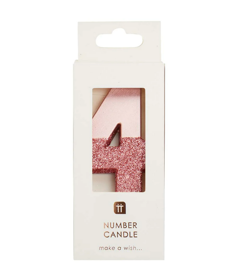 # 4 - Rose Gold Glitter Birthday Candle