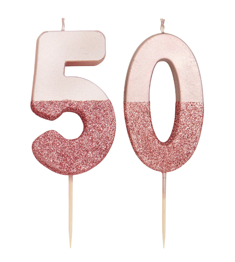 # 5 - Rose Gold Glitter Birthday Candle
