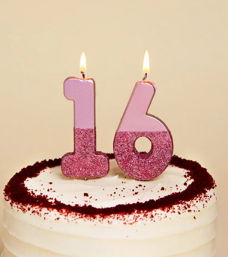 # 6 - Rose Gold Glitter Birthday Candle