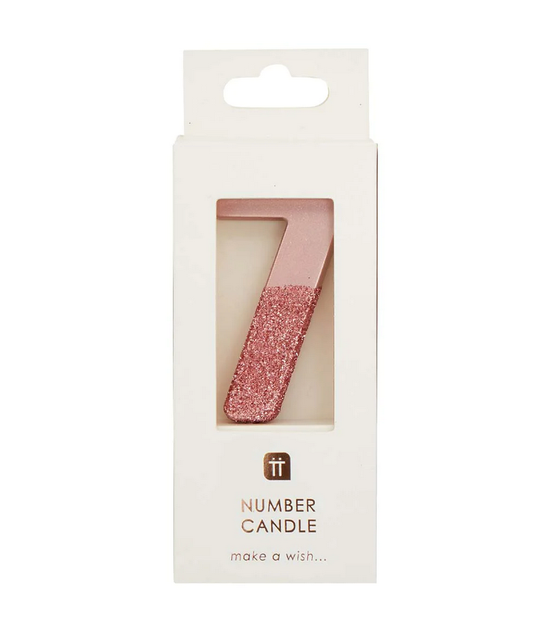 # 7 - Rose Gold Glitter Birthday Candle
