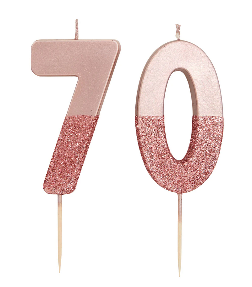 # 7 - Rose Gold Glitter Birthday Candle