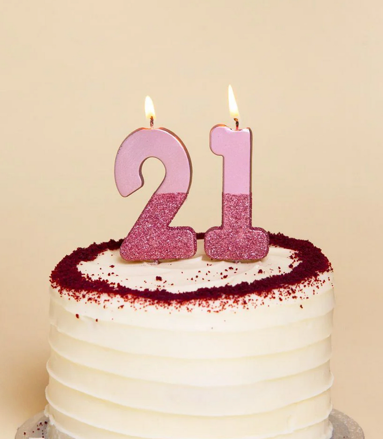 # 7 - Rose Gold Glitter Birthday Candle