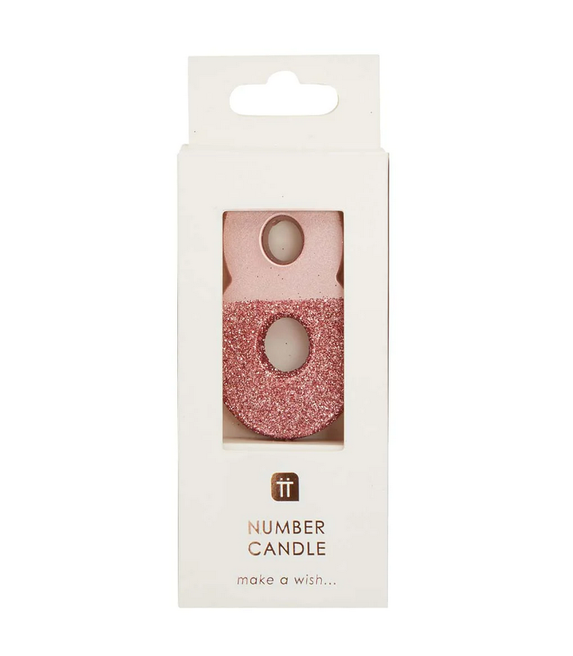 # 8 - Rose Gold Glitter Birthday Candle
