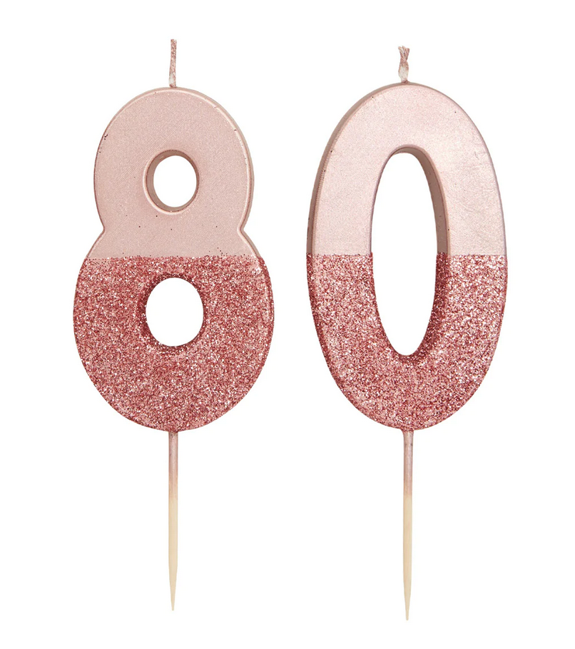 # 8 - Rose Gold Glitter Birthday Candle
