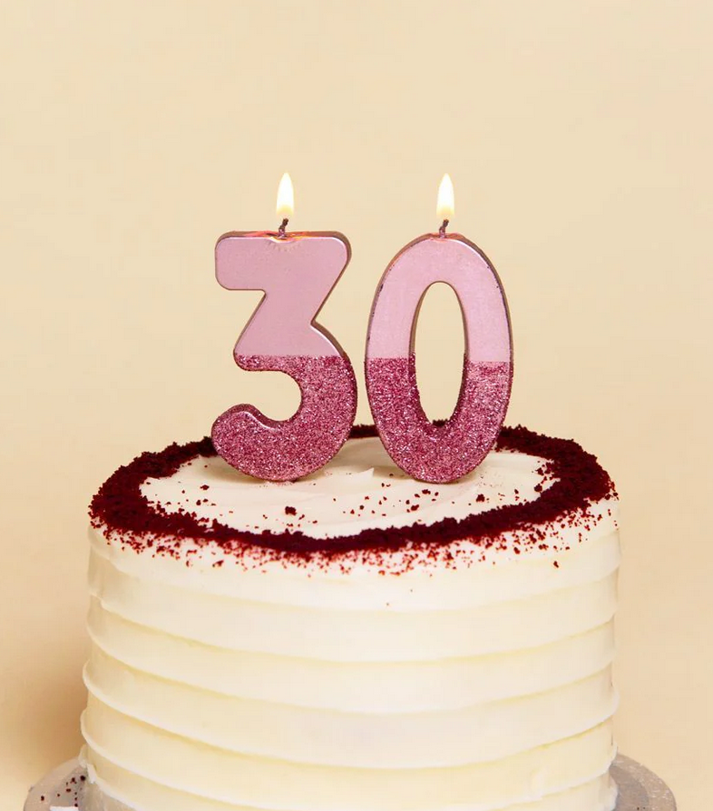 # 8 - Rose Gold Glitter Birthday Candle