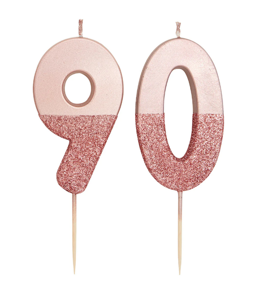 # 9 - Rose Gold Glitter Birthday Candle