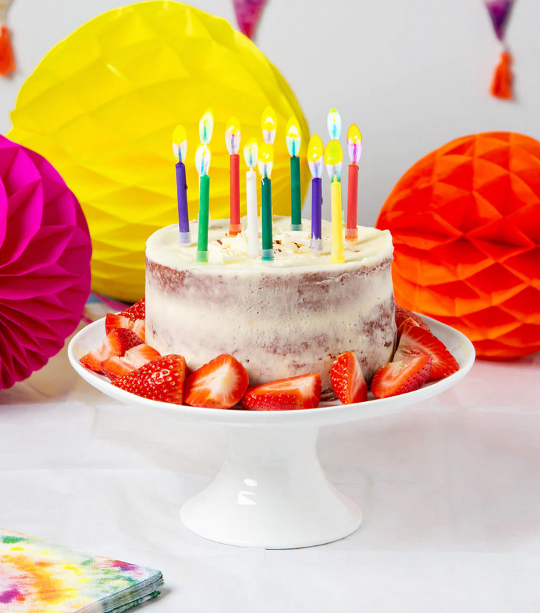 Rainbow Flame Birthday Candles - 12 Pack