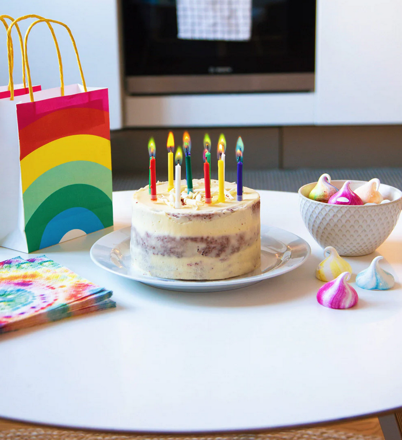 Rainbow Flame Birthday Candles - 12 Pack