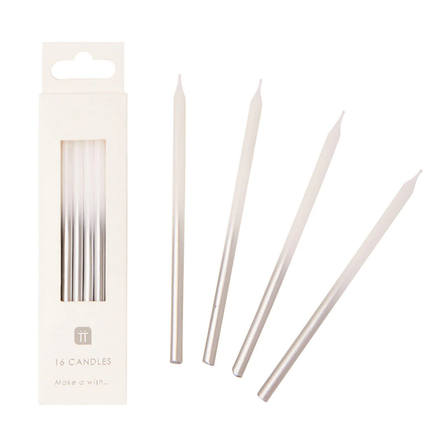 Luxe White and Silver Candles - 16Pk