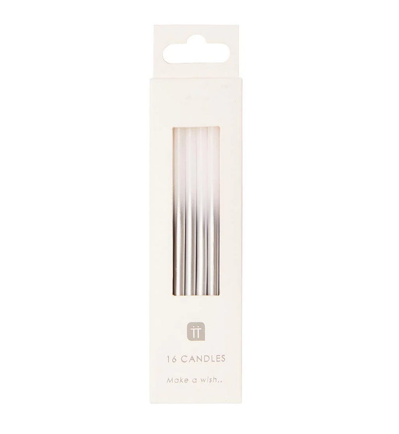 Luxe White and Silver Candles - 16Pk