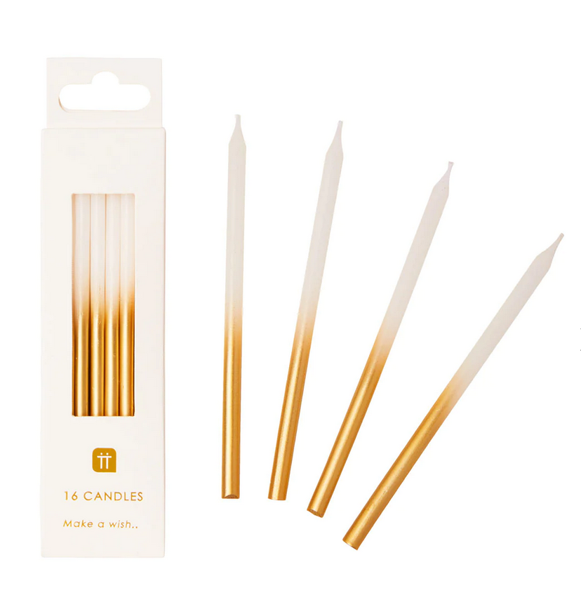 Luxe White and Gold Candles - 16Pk