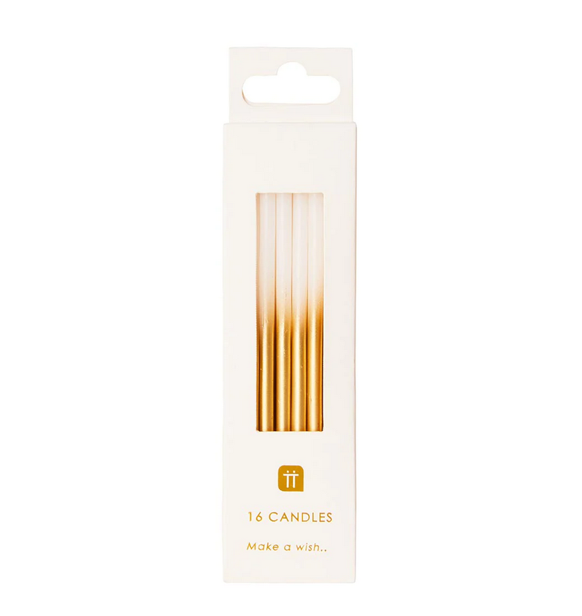 Luxe White and Gold Candles - 16Pk