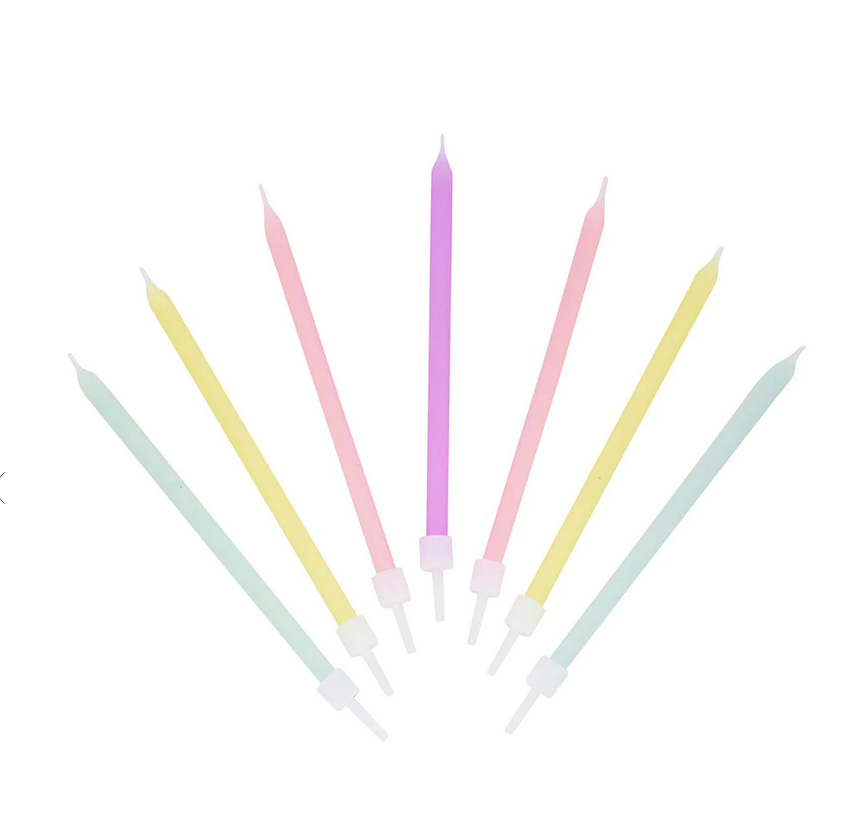 Rainbow Pastel Birthday Candles - 16 Pack