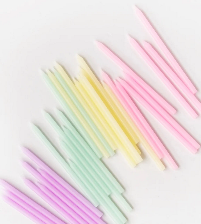 Rainbow Pastel Birthday Candles - 16 Pack