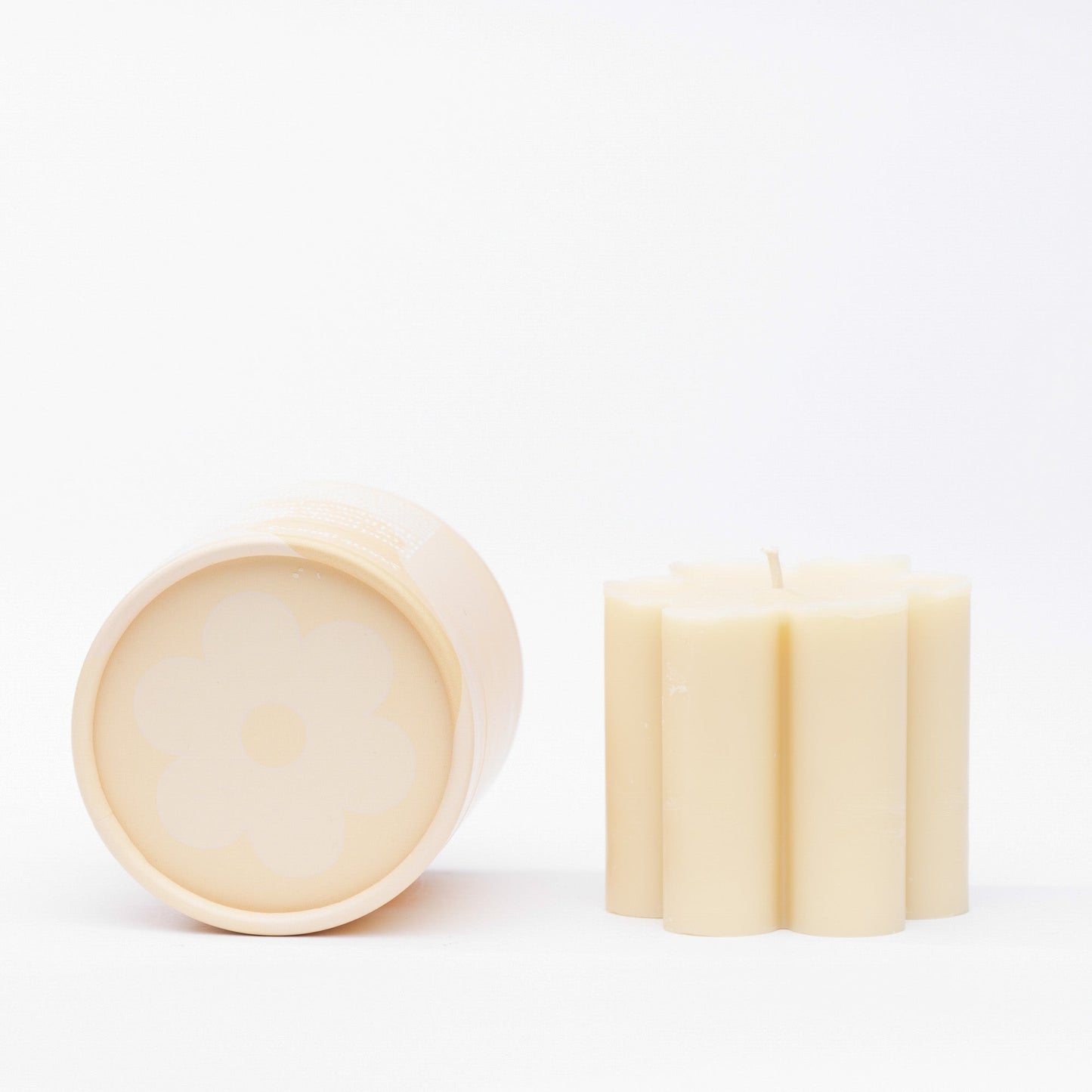 Cream Daisy Pillar Candle • Soy Candle