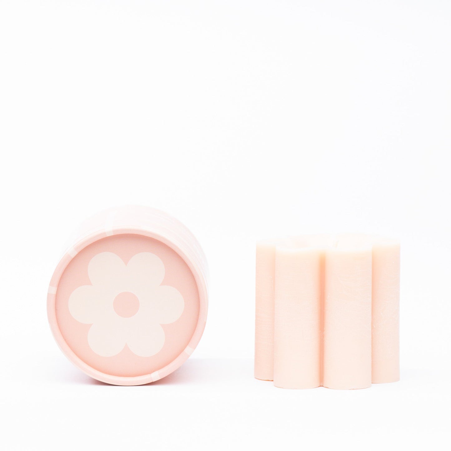Pink Daisy Pillar Candle • Soy Candle