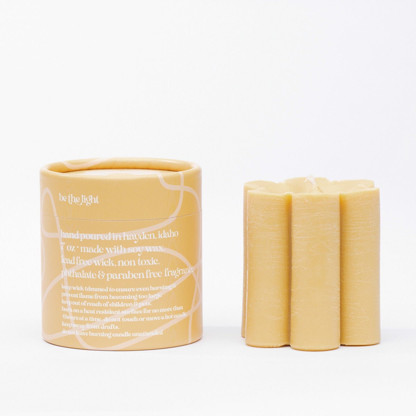 Ochre Daisy Pillar Candle • Soy Candle