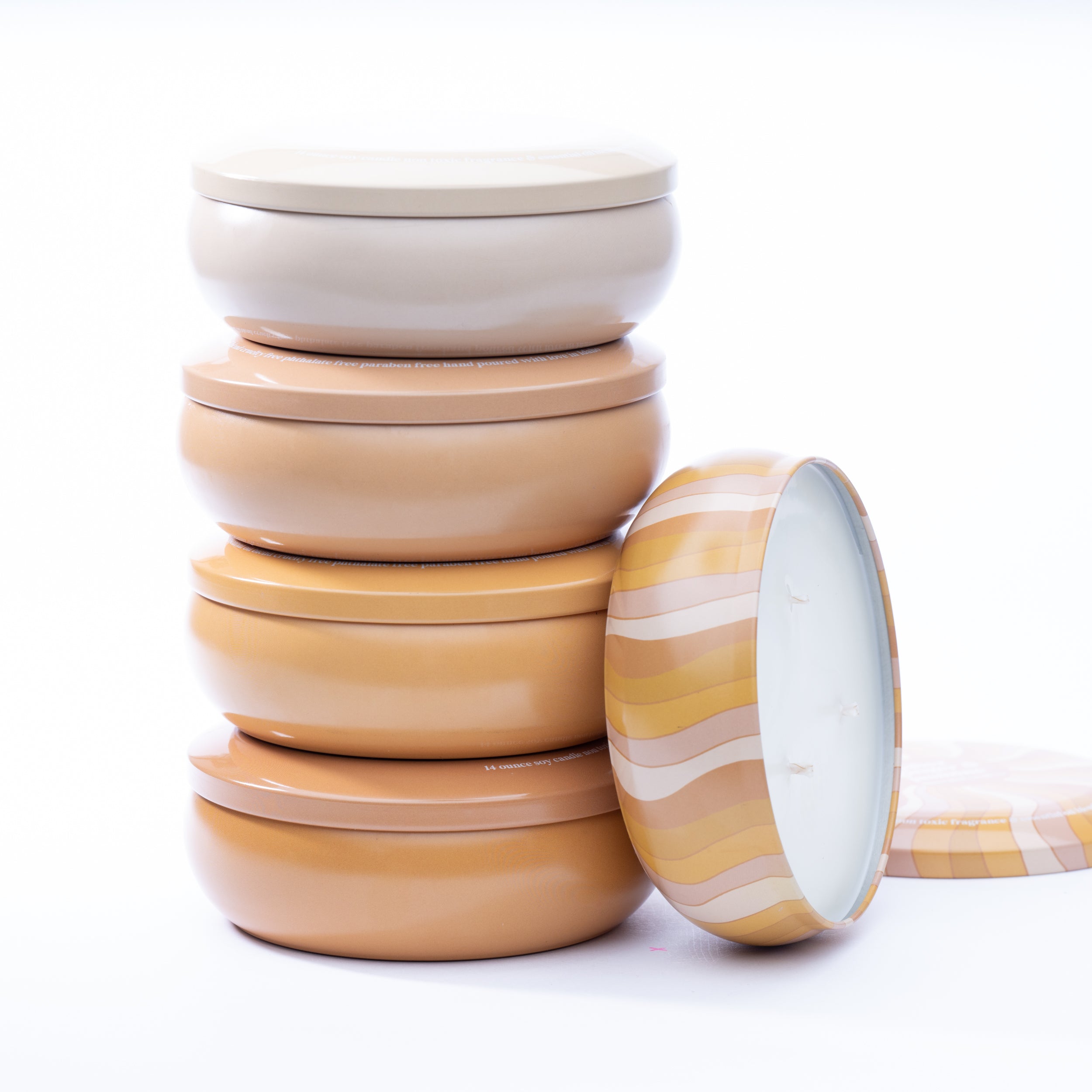 nude tin: coconut sandalwood + cedar 14 oz candle