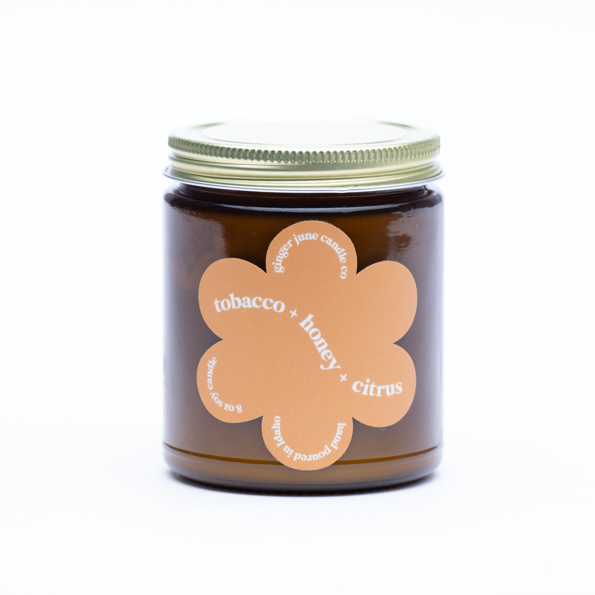 tobacco + citrus + honey • daisy collection • 9 oz soy candle