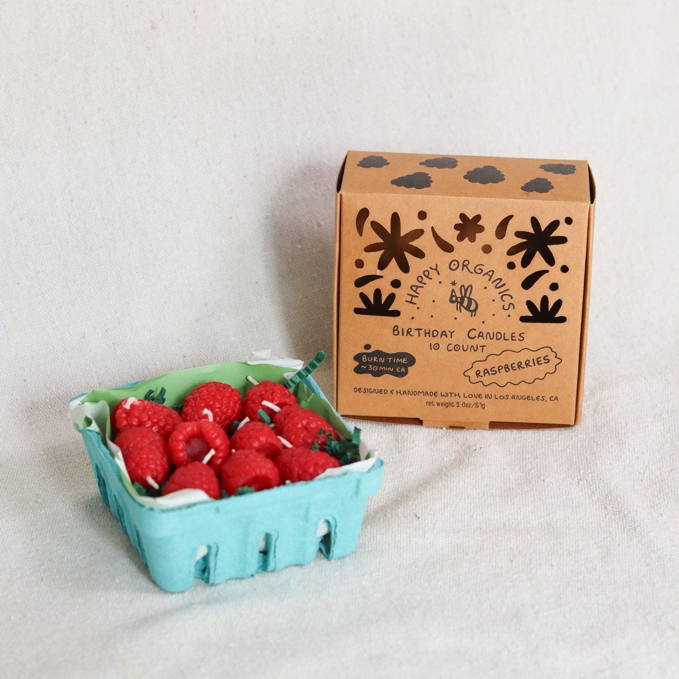 Beeswax Raspberry Birthday Candles - 10 count