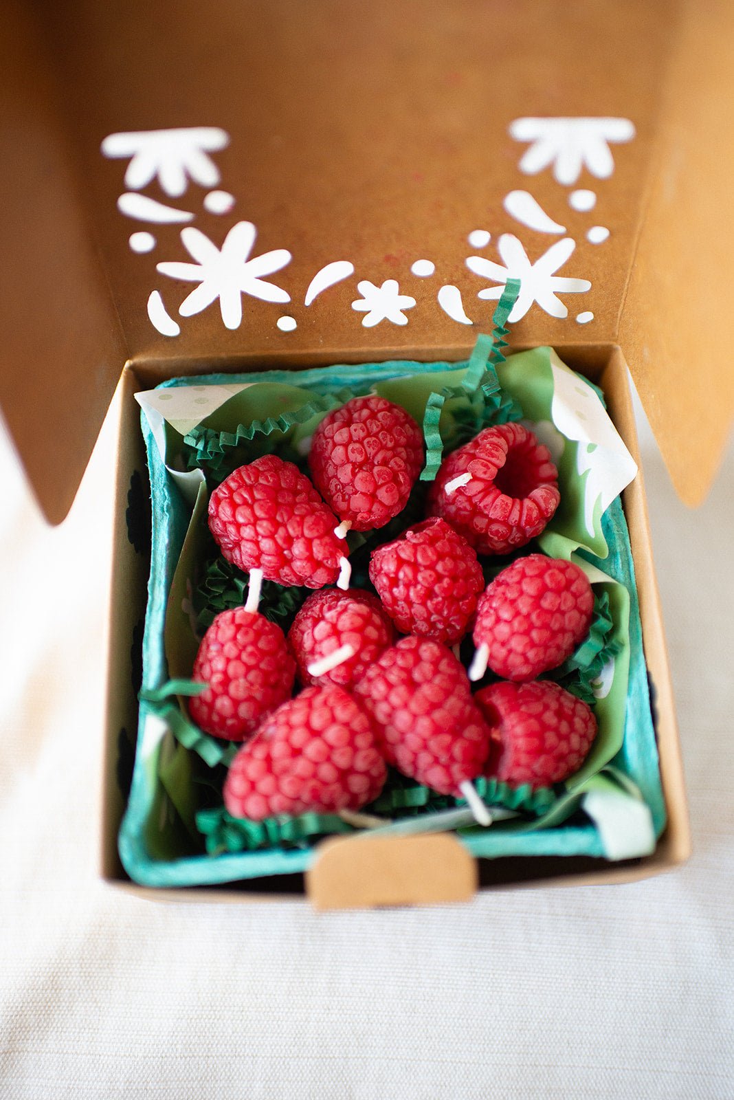 Beeswax Raspberry Birthday Candles - 10 count