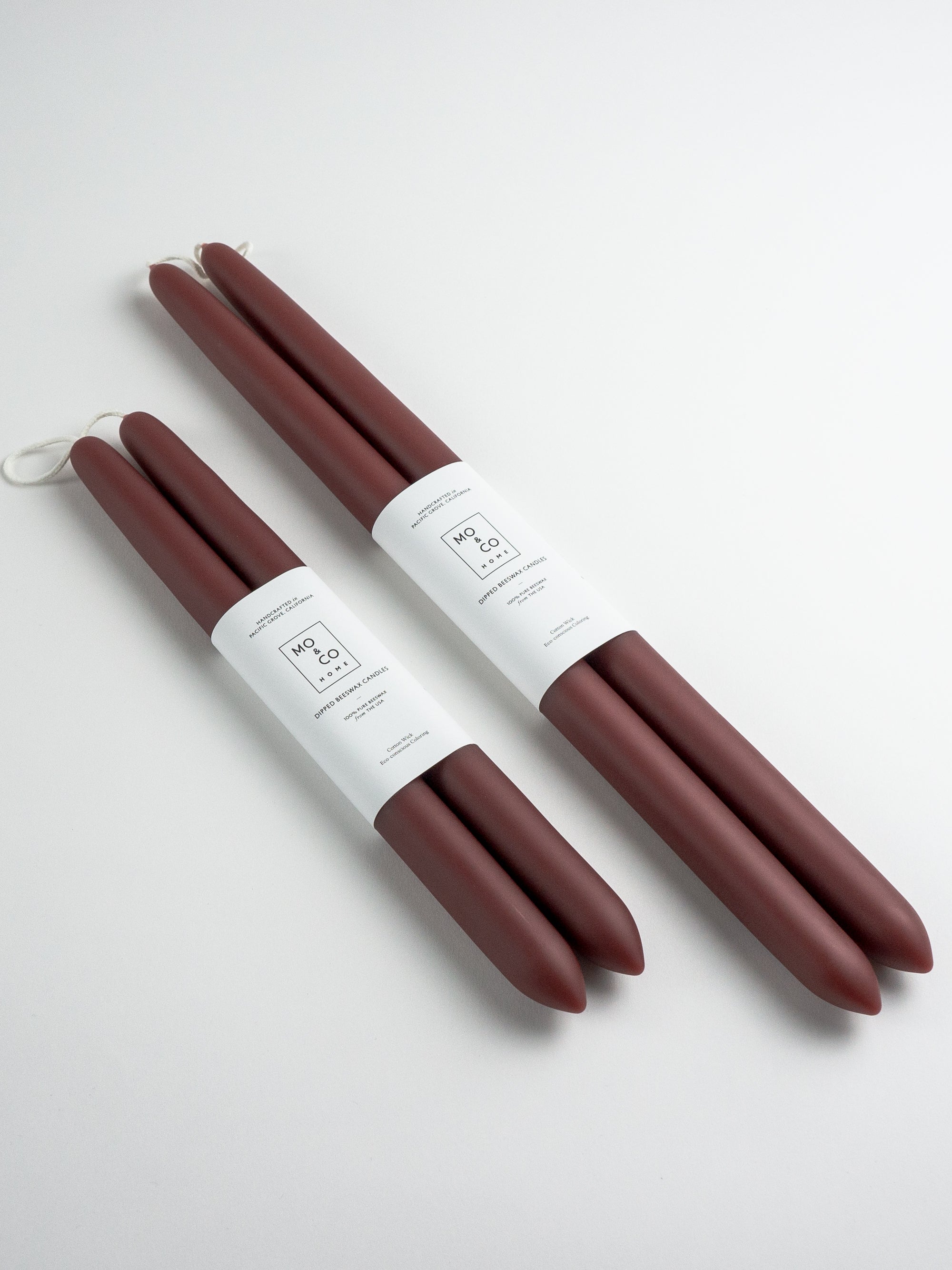 Burgundy | Dipped Beeswax Taper Candles