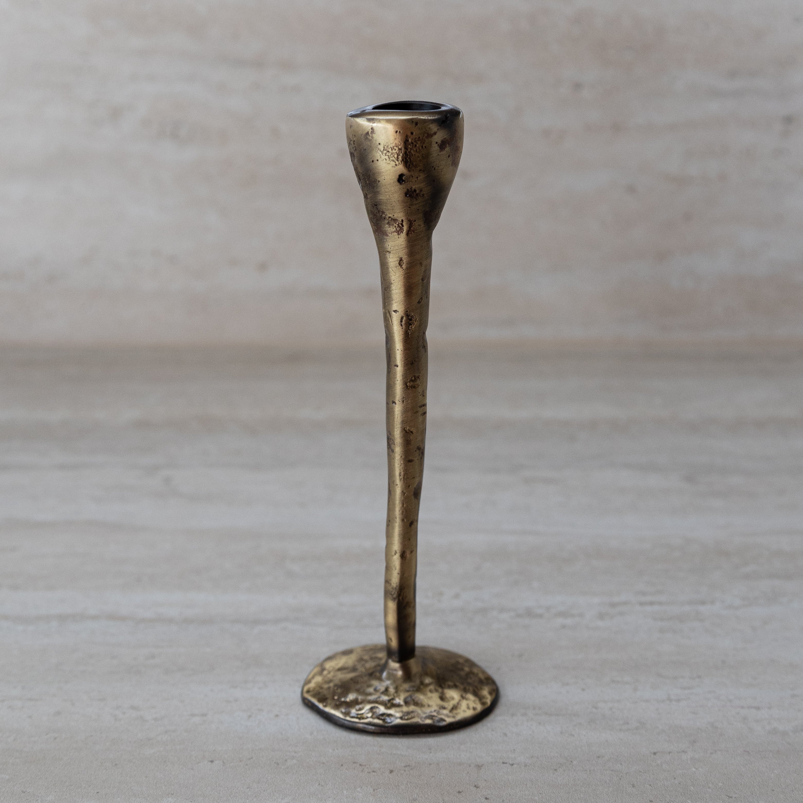 Antique Brass Large Candlesticks - Set of 3