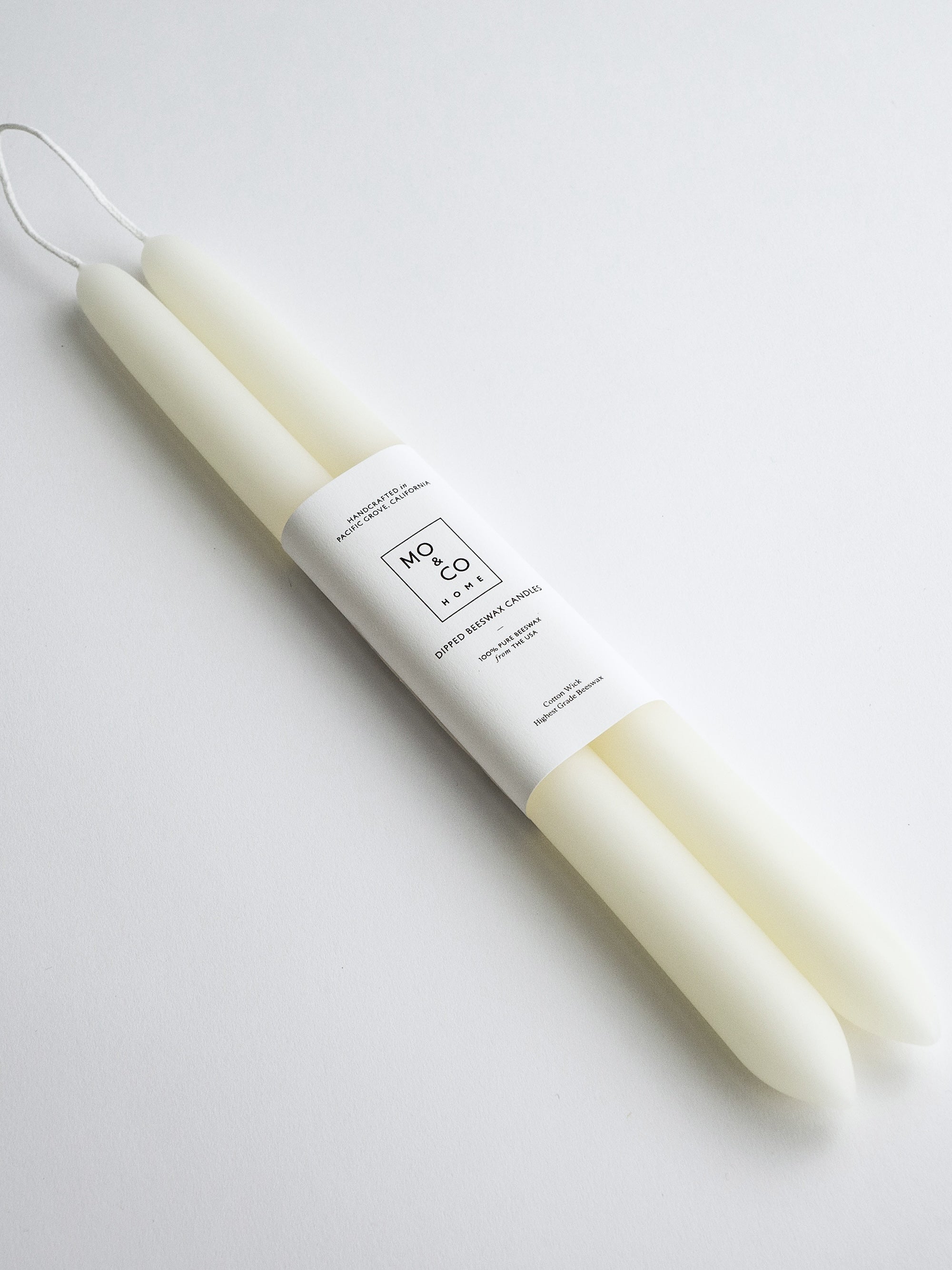 Natural White | Dipped Beeswax Taper Candles