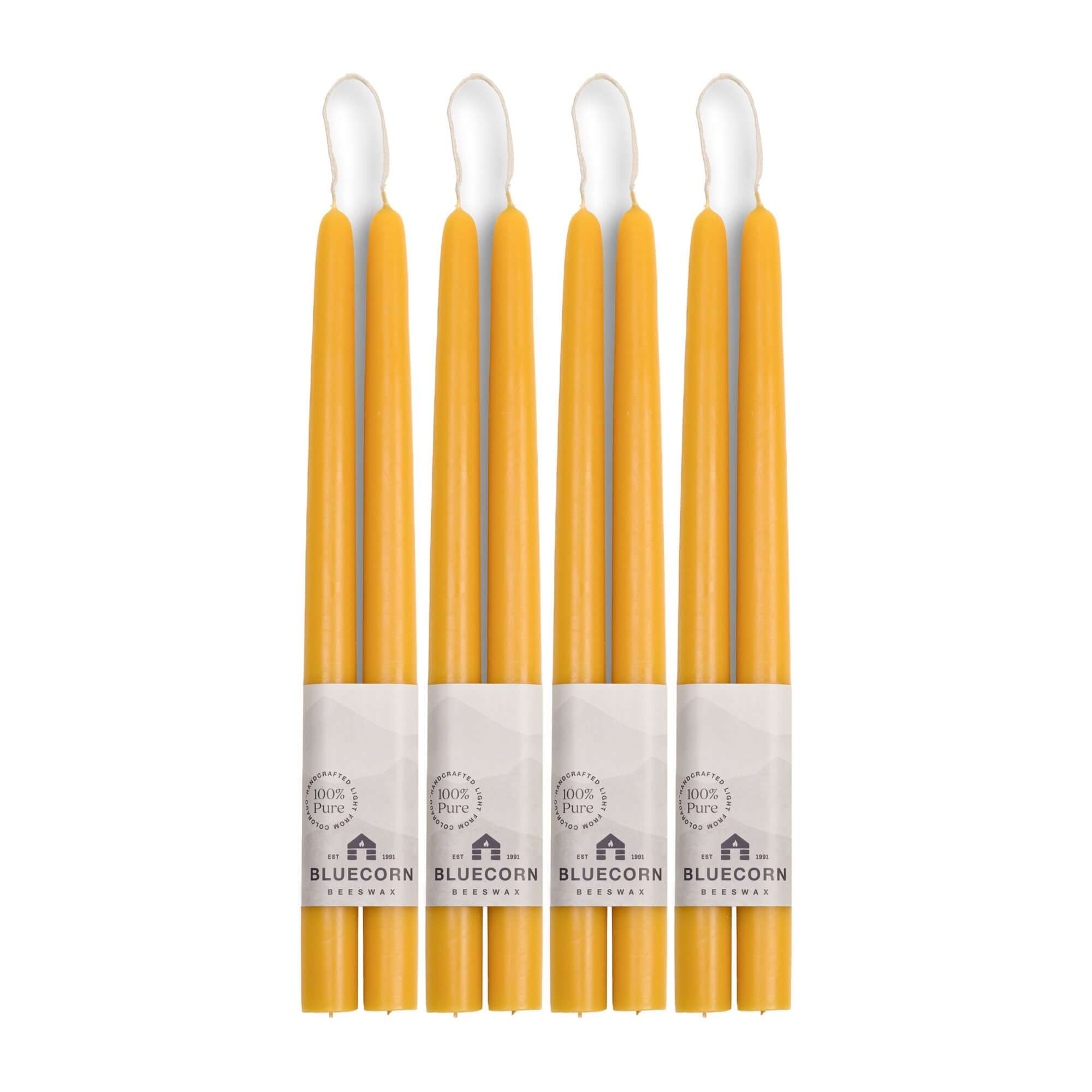 Hand-Dipped Beeswax Taper Candles - Bulk 4-Pair Bundle